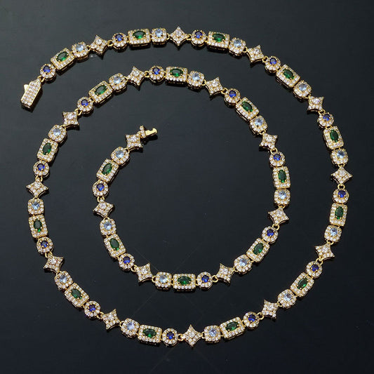Geometric Colored Gemstone Necklace (Unisex)