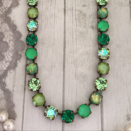 Electric Eden: Neon Spectrum Crystal Tennis Necklace