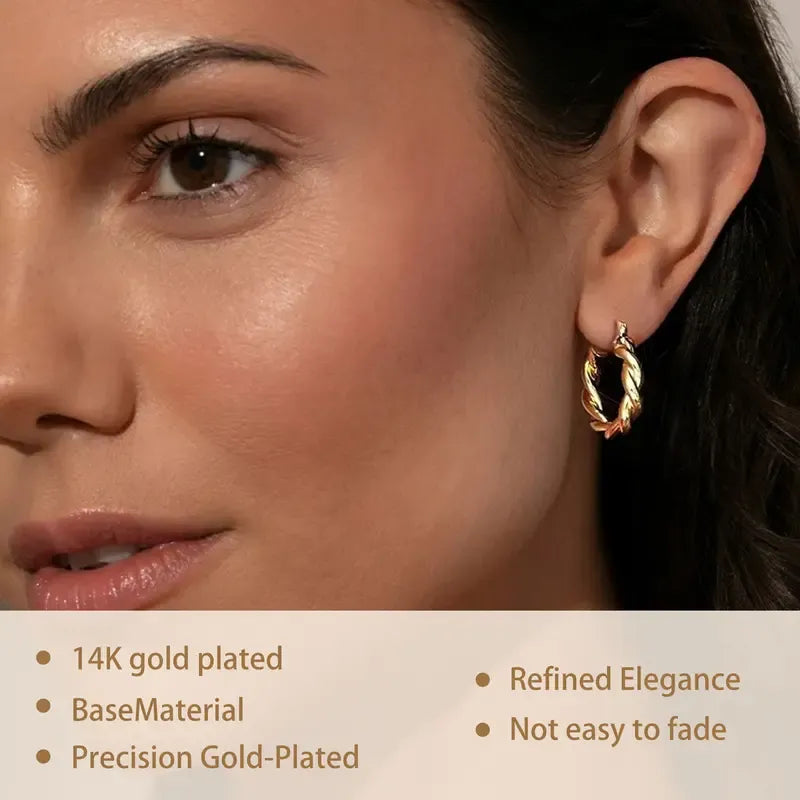 9 Pairs Chunky Hoop Earrings Set 18K Gold Plated Jewelry Gift for Women