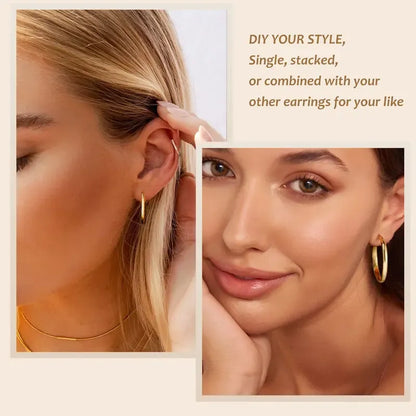 9 Pairs Chunky Hoop Earrings Set 18K Gold Plated Jewelry Gift for Women