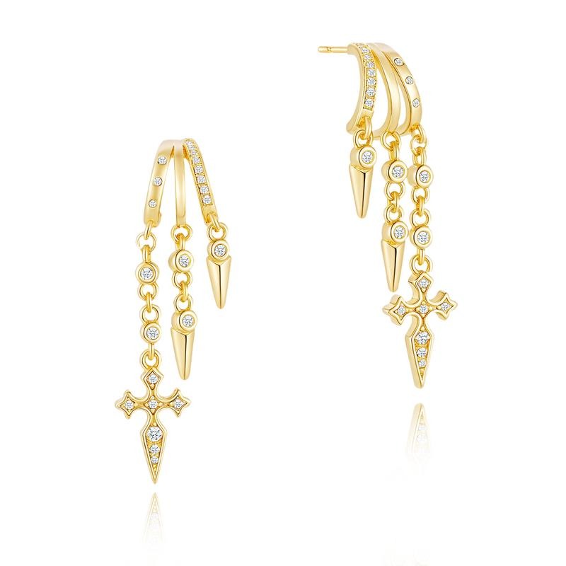 Dainty Triple Huggie Hoops Trendy Women's Earrings  Statement Drop
