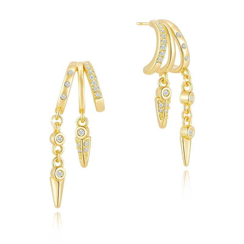 Dainty Triple Huggie Hoops Trendy Women's Earrings  Statement Drop