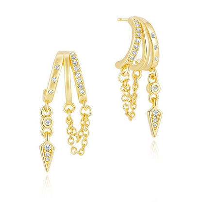 Dainty Triple Huggie Hoops Trendy Women's Earrings  Statement Drop