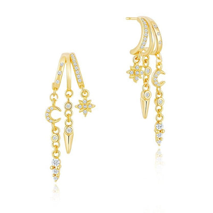 Dainty Triple Huggie Hoops Trendy Women's Earrings  Statement Drop
