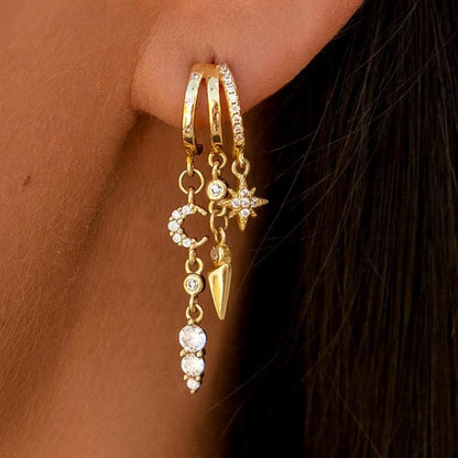 Dainty Triple Huggie Hoops Trendy Women's Earrings  Statement Drop
