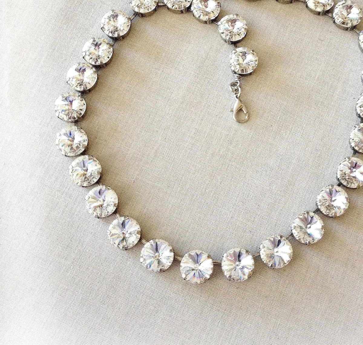 Winter Light: White Crystal Tennis Necklace