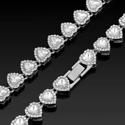 Heart-Shaped Cuban Link Necklace Set Hip-Hop Style Choker Combo Luxury Jewelry Set