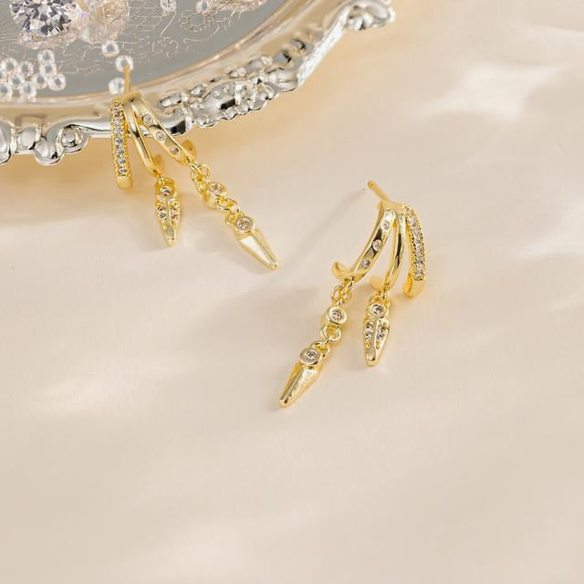 Dainty Triple Huggie Hoops Trendy Women's Earrings  Statement Drop