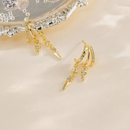Dainty Triple Huggie Hoops Trendy Women's Earrings  Statement Drop