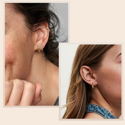 9 Pairs Chunky Hoop Earrings Set 18K Gold Plated Jewelry Gift for Women