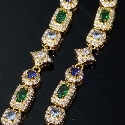 Geometric Colored Gemstone Necklace (Unisex)