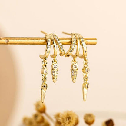 Dainty Triple Huggie Hoops Trendy Women's Earrings  Statement Drop