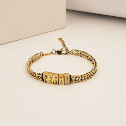 Happy Father's Day Father Gift  Custom Gold Bracelet for Dad with Kids Name Personalize Daddy Bracelet