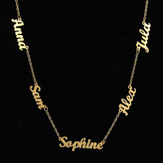 Multi-Name Custom Necklace Personalized Letter Necklace Anniversary Gift for Her（Add up to 6 names）