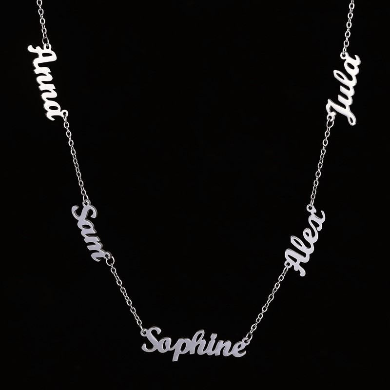 Multi-Name Custom Necklace Personalized Letter Necklace Anniversary Gift for Her（Add up to 6 names）