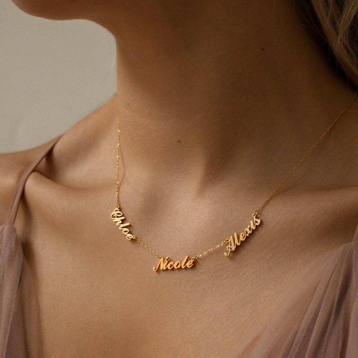 Multi-Name Custom Necklace Personalized Letter Necklace Anniversary Gift for Her（Add up to 6 names）