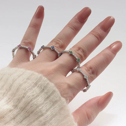Multicolor Sapphire Flower Stackable Eternity Ring