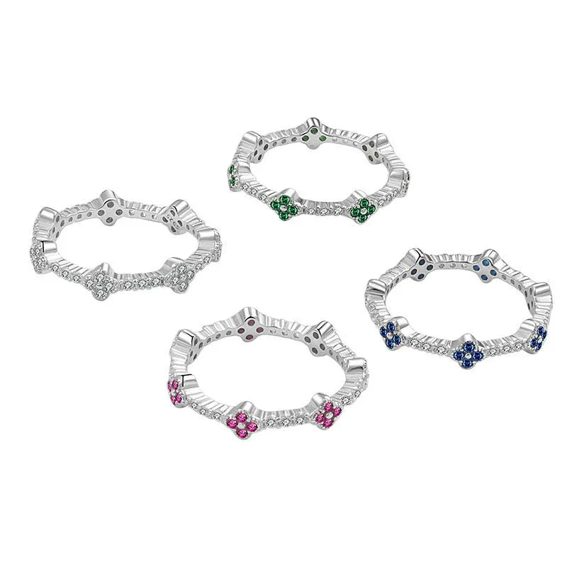 Multicolor Sapphire Flower Stackable Eternity Ring