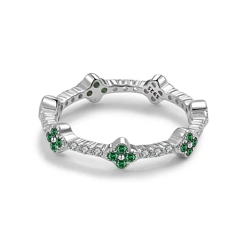 Multicolor Sapphire Flower Stackable Eternity Ring