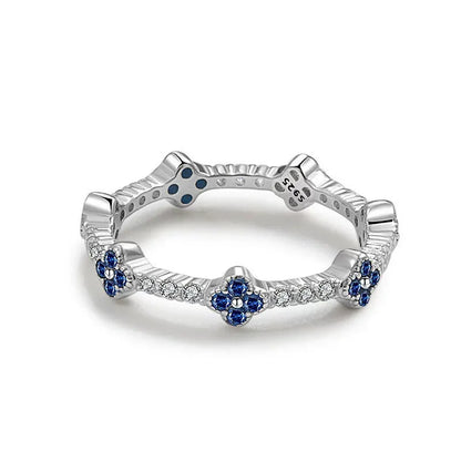 Multicolor Sapphire Flower Stackable Eternity Ring