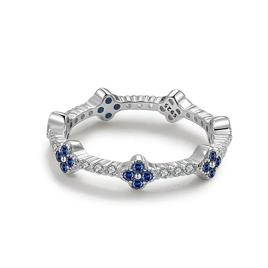 Multicolor Sapphire Flower Stackable Eternity Ring